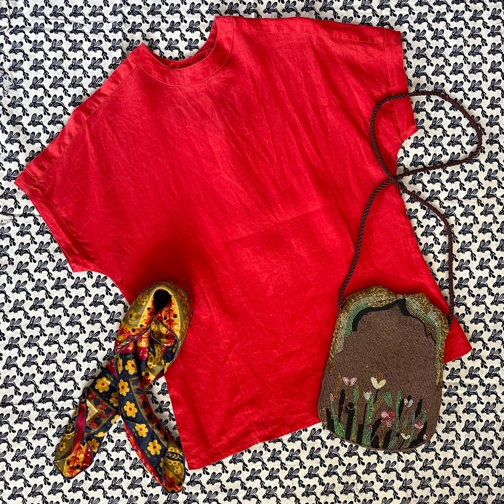 Vintage 80s linen-look blouse